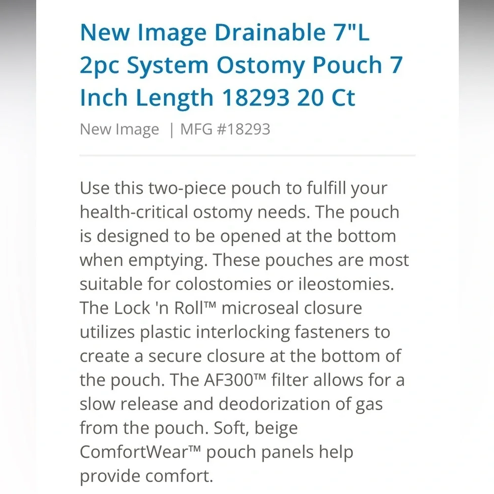 Hollister Drainable 7"L 2pc System Ostomy Pouch 7 Inch Length 18293 20 count - Picture 5 of 9